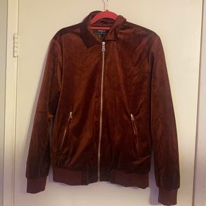 Men’s zip u burgundy velvet jacket